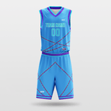 Blue Stripe Fission Sublimated Basketball Set