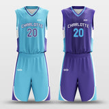 Blue and Purple Reversible Basketball Jersey Set