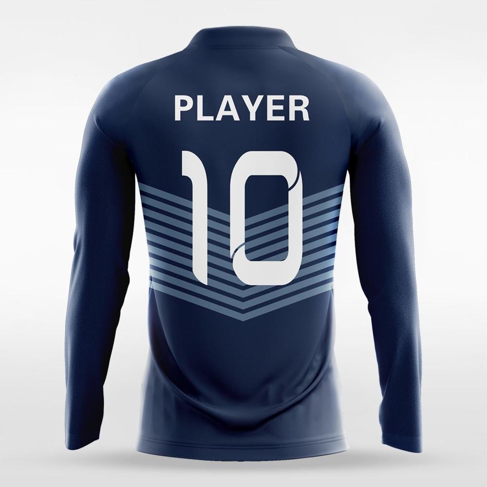 Navy Blue Stripe Long Sleeve Soccer Jersey