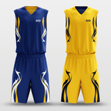 Blue&Yellow Shadow Flame Sublimated Basketball Set