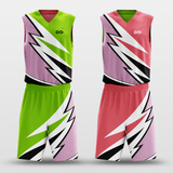 Pink&Green Color Sublimated Basketball Set