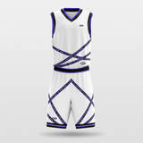 Blue&White Stripe Fission Sublimated Basketball Team Set