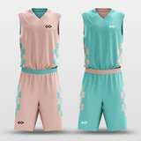 Pink&Mint Blocks Sublimated Basketball Set