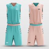 Cyan&Light Pink Classic49 Sublimated Basketball Set