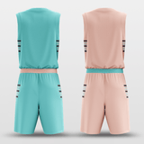 Cyan&Light Pink Classic49 Reversible Basketball Set