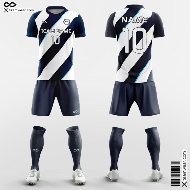 Custom Soccer Kits Diagonal Stripes White and Black