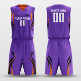 Purple&OrangeCustomized Shadow Flame Reversible Basketball Set