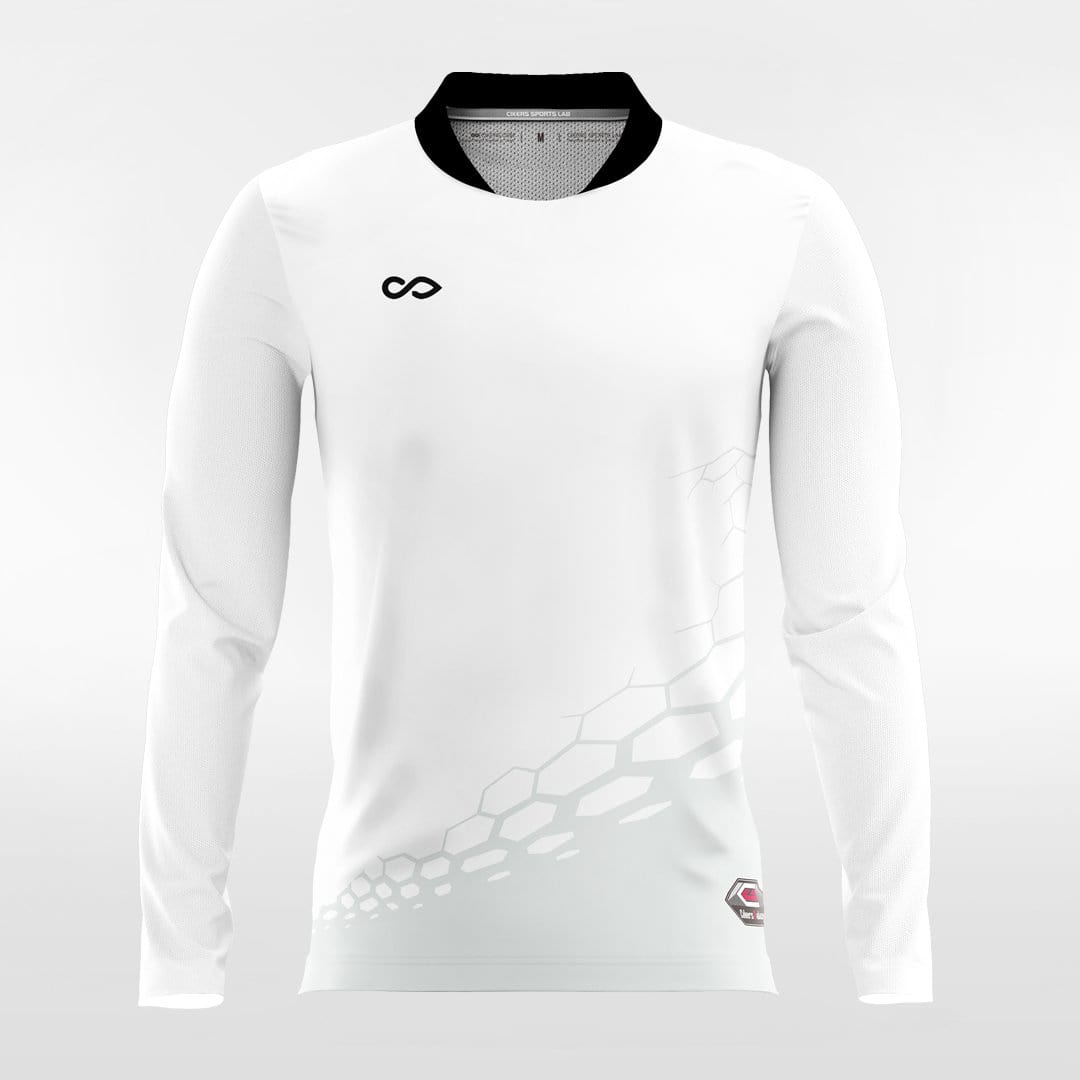 White Long Sleeve Soccer Jersey Design