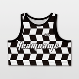 Custom Checkerboard Women Crop Tops Black