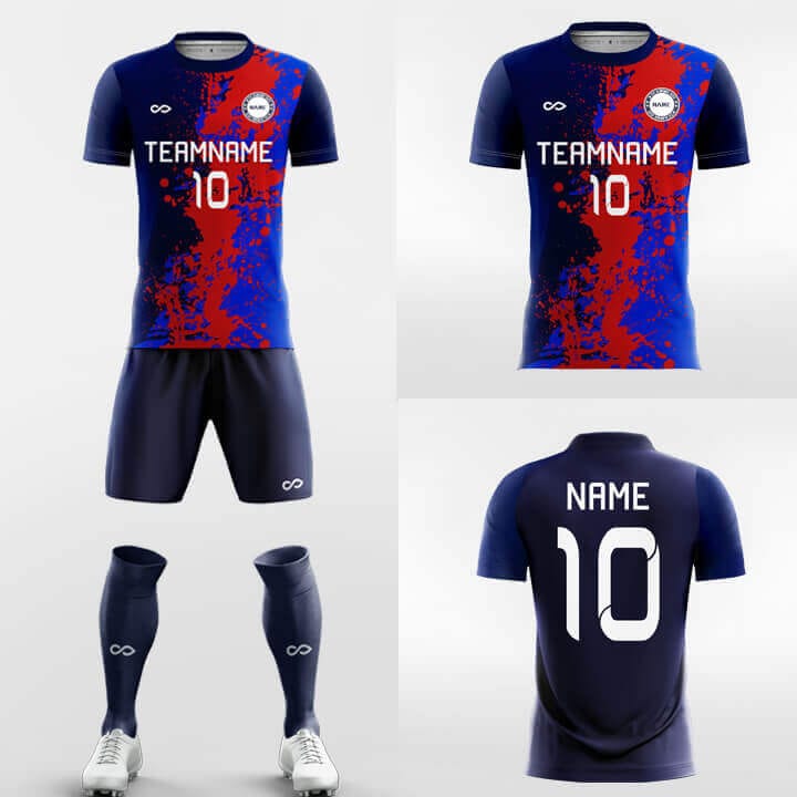 blue custom soccer jersey kit