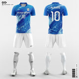 blue soccer jersey kit for youth ink painting