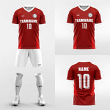 red custom soccer jersey kit