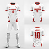 red custom soccer jersey kit