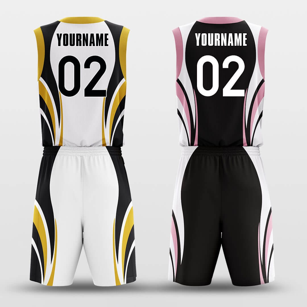 yellow pink custom basketball jersey